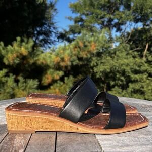Sam Edelman Vena Sandal Womens Size 9 Leather Double‎ Strap Cork Wedge Slides